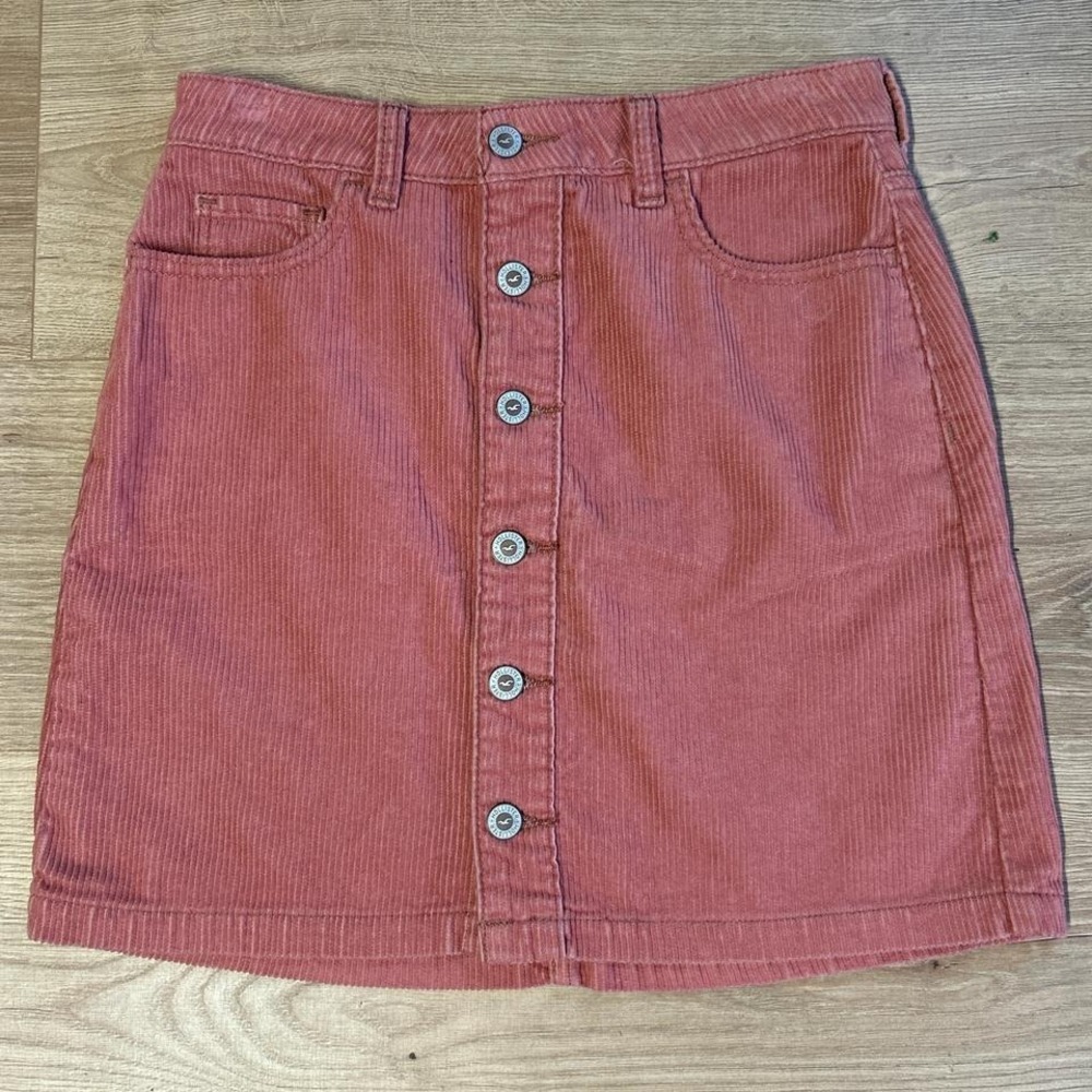 Hollister Corduroy Button Front Mini Skirt Pink Ultra High Rise 635128227 Size 5